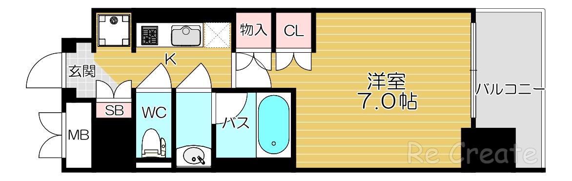 ルネフラッツ谷町四丁目(1K/12階)の間取り写真