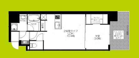 ブエナビスタ難波タワー(1LDK/8階)の間取り写真