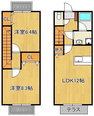 プレザントタウンA(2LDK/1階)の間取り写真