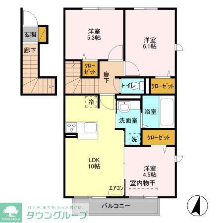 サントビーレジデンスI(3LDK/2階)の間取り写真
