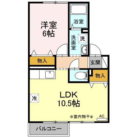 グリーンパレス(1LDK/2階)の間取り写真
