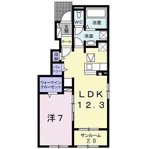 レジデンスブロッコリー H棟(1LDK/1階)の間取り写真
