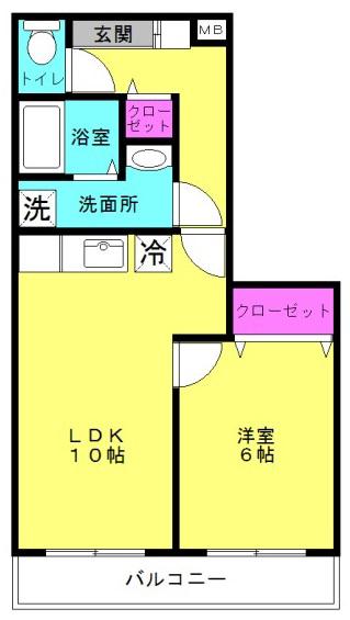 メゾン・ド・レガード(1LDK/3階)の間取り写真