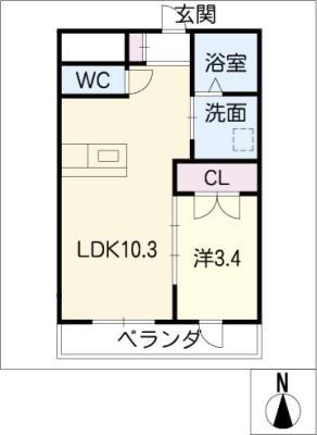 アムセント(1LDK/1階)の間取り写真