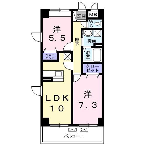 ポラリス参番館(2LDK/2階)の間取り写真