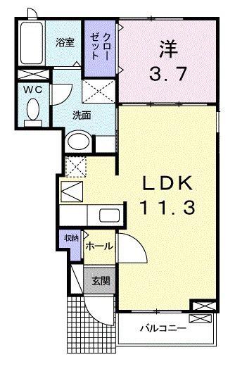 セレノ パラッツオ(1LDK/1階)の間取り写真