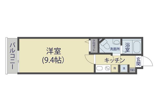 CIEL BLUE谷塚(1K/1階)の間取り写真