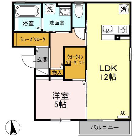サンシャイン(1LDK/2階)の間取り写真