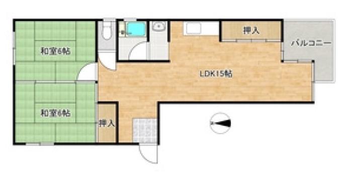 南松竹マンション(2LDK/3階)の間取り写真