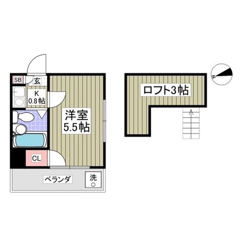 ヴェルジュ五香(1K/2階)の間取り写真