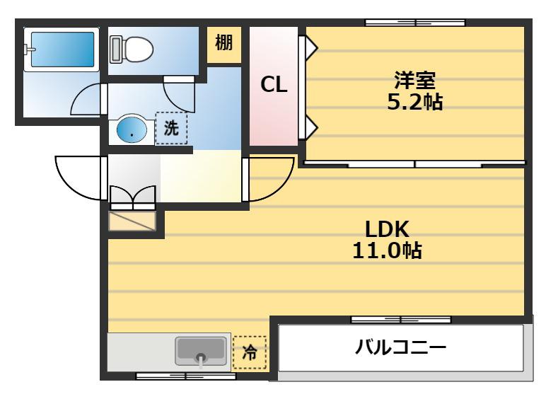 マンション富士(1LDK/2階)の間取り写真