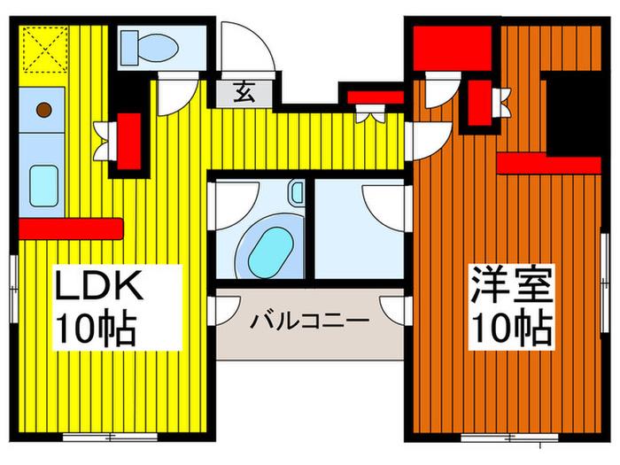 RX川口青木(1LDK/1階)の間取り写真