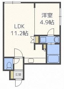 カーサフェリーチェ医大前(1LDK/2階)の間取り写真
