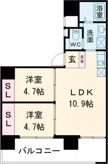 ZEE HAVEN(2LDK/5階)の間取り写真