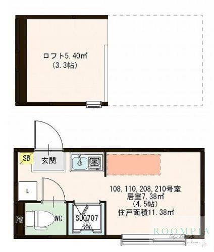 ハーモニーテラス西ヶ原III(ワンルーム/2階)の間取り写真