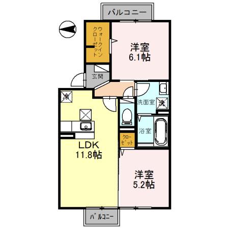 リバーウエスト(2LDK/1階)の間取り写真