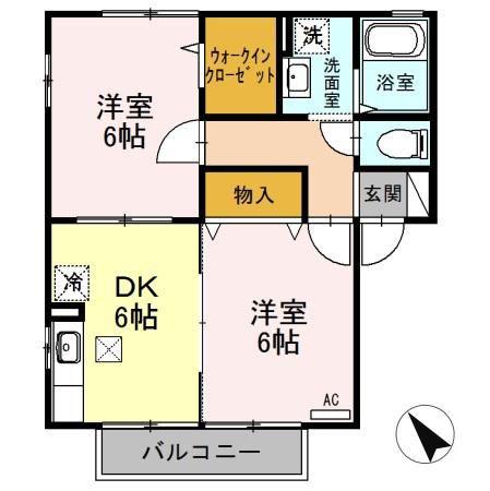 リヴィエールTOKI A・B(2DK/1階)の間取り写真