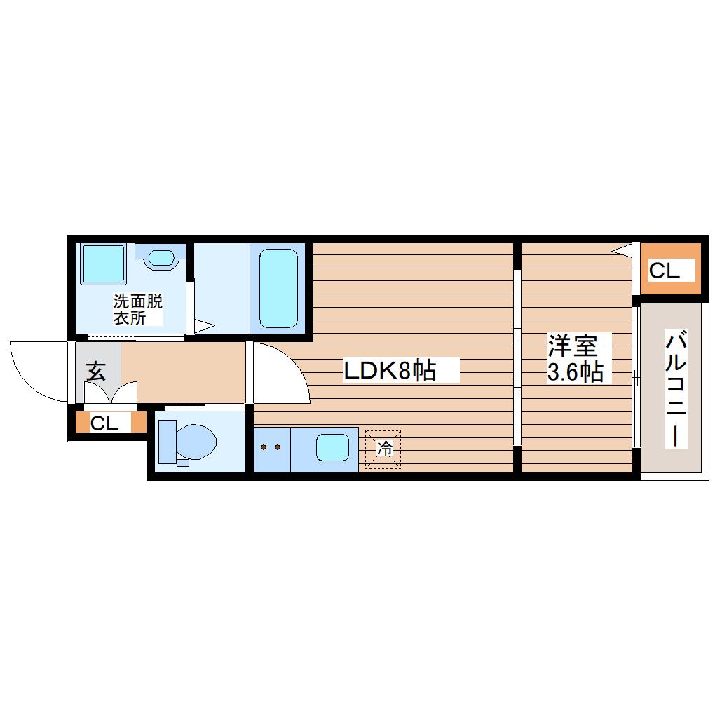 マシェルナ西多賀(1LDK/3階)の間取り写真