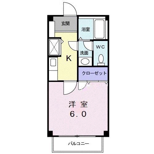 ヴィルヌーブ指扇(1K/1階)の間取り写真