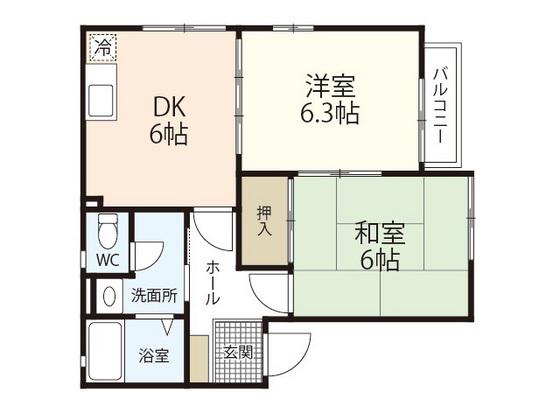 Kガーデン(2DK/2階)の間取り写真
