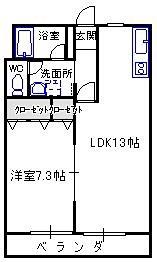 正気屋ハイツF棟(1LDK/1階)の間取り写真