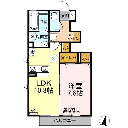 ソレイユ梶山(1LDK/1階)の間取り写真
