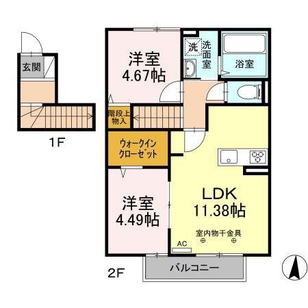 ＪＲ長崎本線 佐賀駅 徒歩17分 2階建 築4年(2LDK/2階)の間取り写真