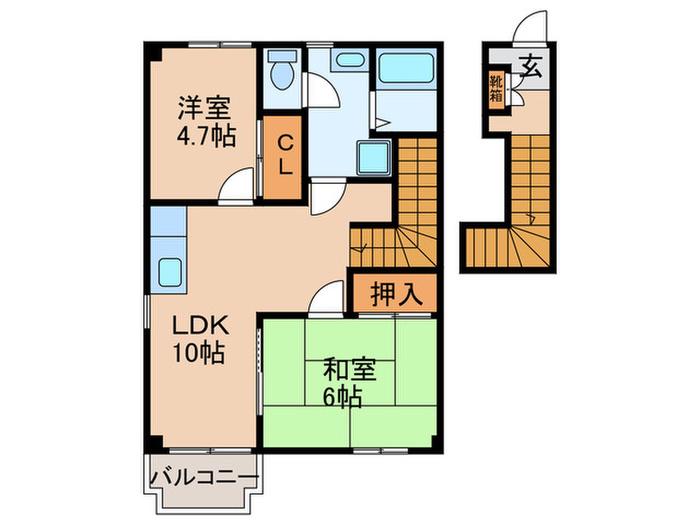 リベルテ・ボイス(2LDK/2階)の間取り写真