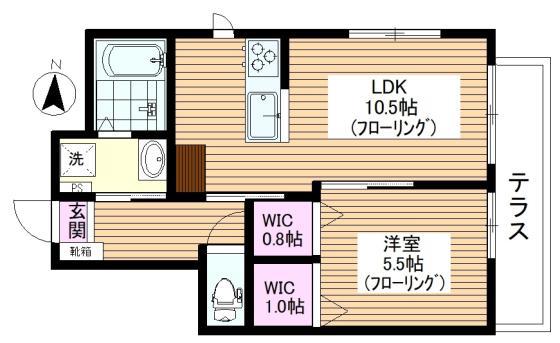 LA VERITE(1LDK/1階)の間取り写真