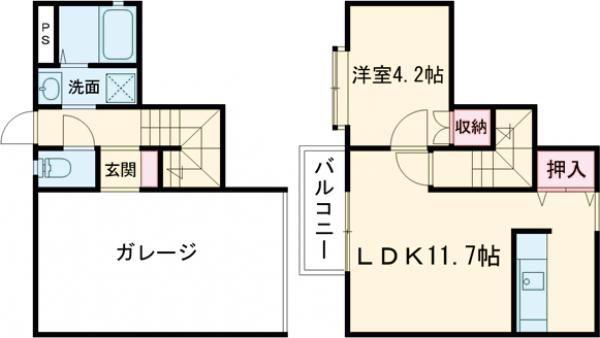 CUBEI(1LDK/1階)の間取り写真