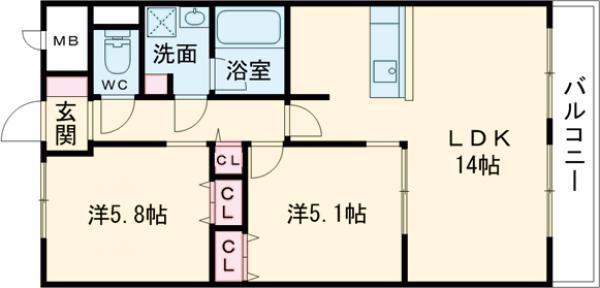 パークフォレスト(2LDK/4階)の間取り写真
