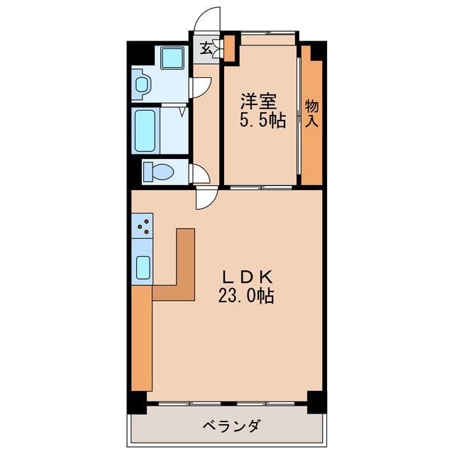 ロータリーマンション栄(1LDK/8階)の間取り写真