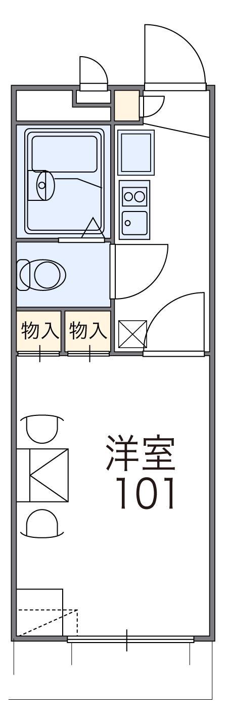 レオパレスグランサン(1K/1階)の間取り写真
