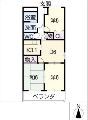 M・エターナル(3DK/1階)の間取り写真