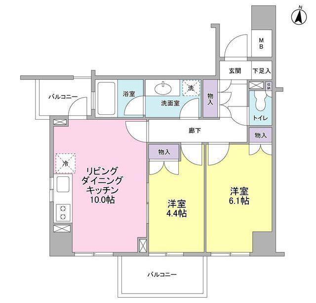 K′S新中野(2LDK/4階)の間取り写真