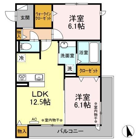 OAZO Y(2LDK/2階)の間取り写真