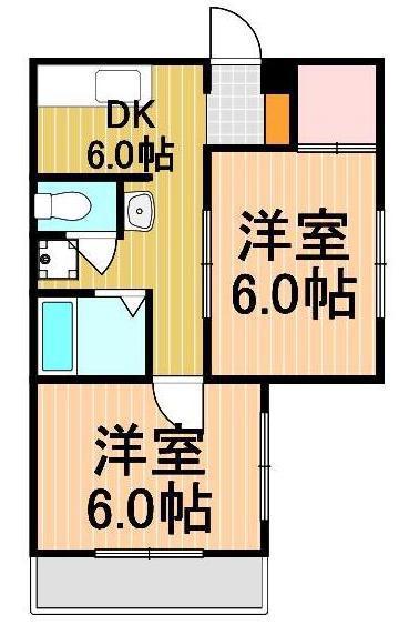 ガーデンプラザ北千住(2DK/2階)の間取り写真