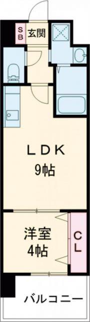 レクシア堺東(1LDK/8階)の間取り写真