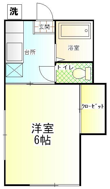 コーポヤマシタ(1K/2階)の間取り写真