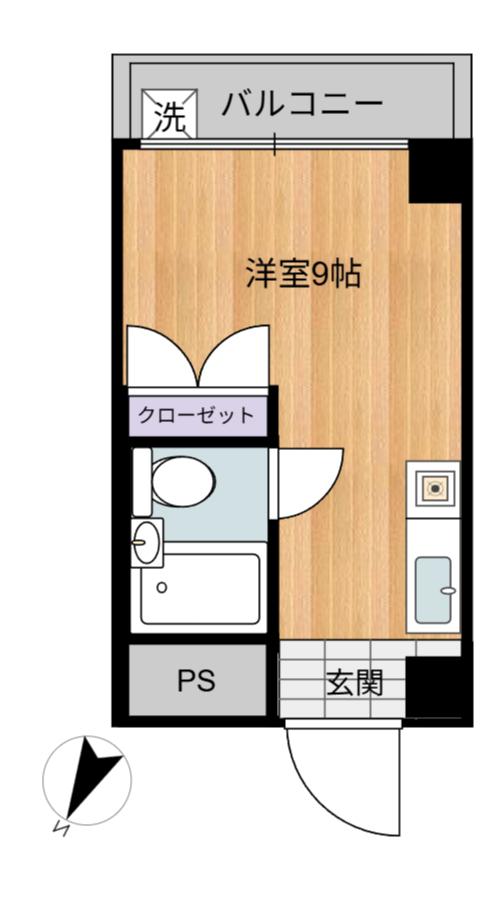 アジュール吉浜(ワンルーム/2階)の間取り写真