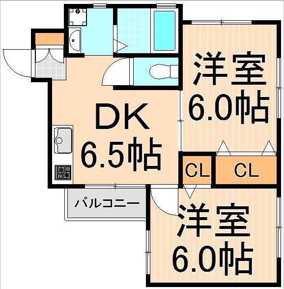 サンフラッツ(2DK/1階)の間取り写真