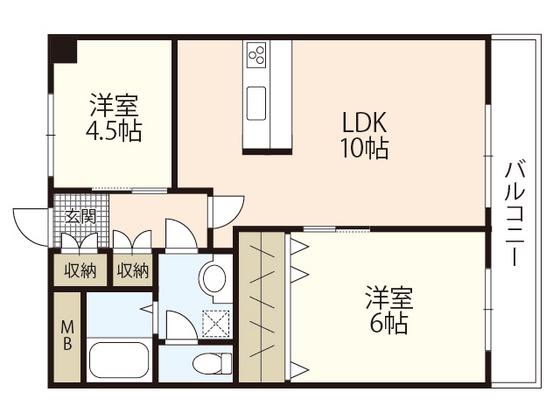 グリーンハイム海田(2LDK/2階)の間取り写真