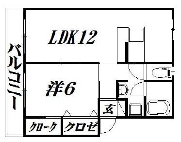 コーポ祥久(1LDK/2階)の間取り写真
