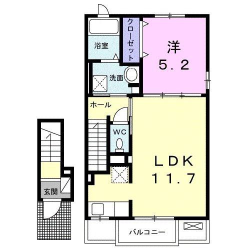 ボヌール中条館(1LDK/2階)の間取り写真