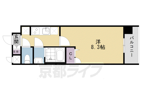 ソルテラス京都西大路郁(1K/5階)の間取り写真