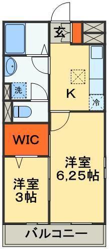 ブランシュールB棟(2K/3階)の間取り写真