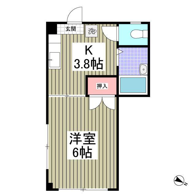 国松ビル(1K/2階)の間取り写真