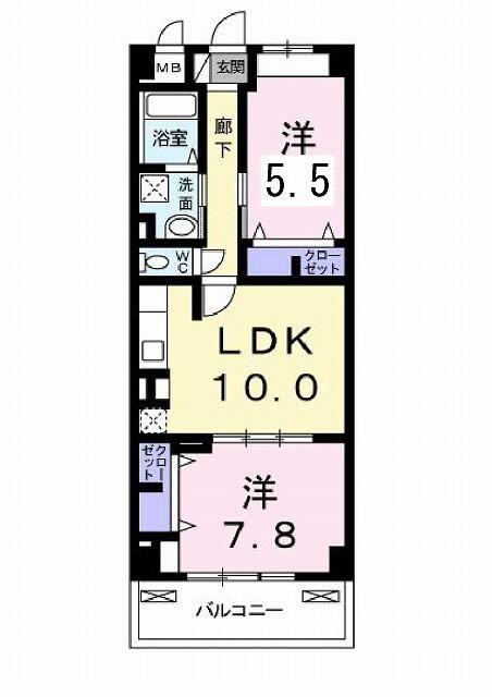 グラン・ルミエール(2LDK/3階)の間取り写真