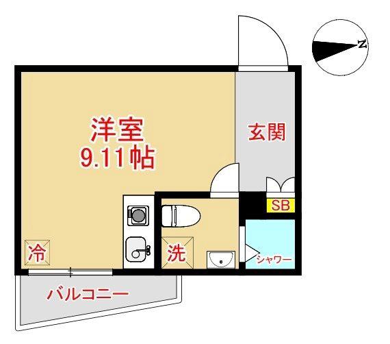 ガレット藤崎(ワンルーム/3階)の間取り写真
