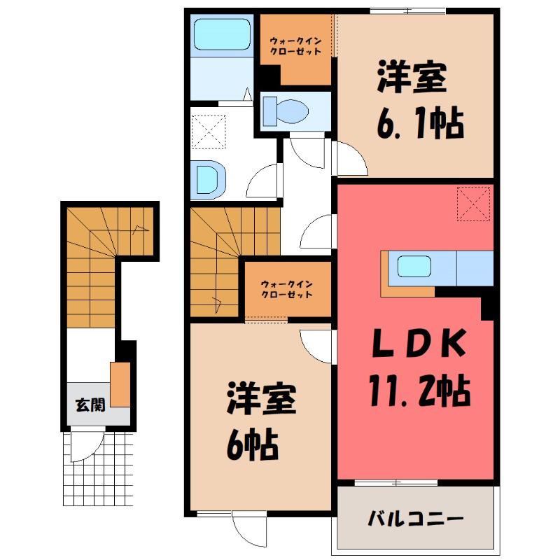 アヴェニール(2LDK/2階)の間取り写真